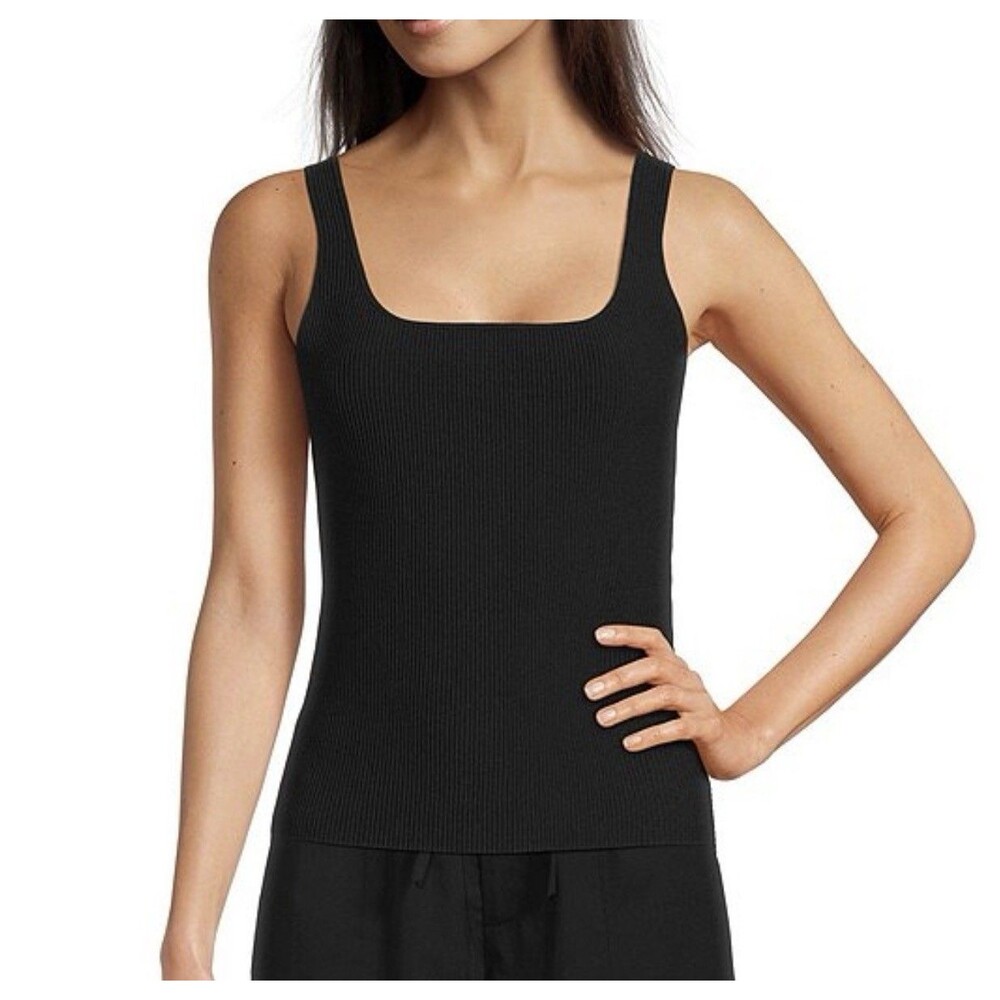 Le ALX Knit Ribbed Square Neck Tank Top Sz XL New